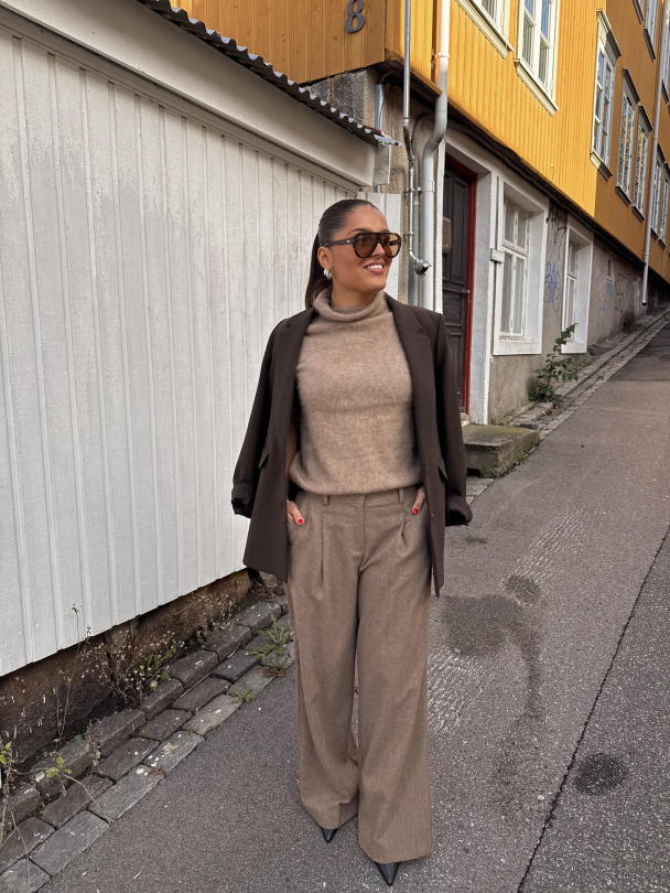 Rousaga Mae Wide Fit Trousers - Taupe - Image 5