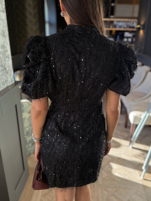  Ilza 2/4 Sequin Dress - Black - Image 4