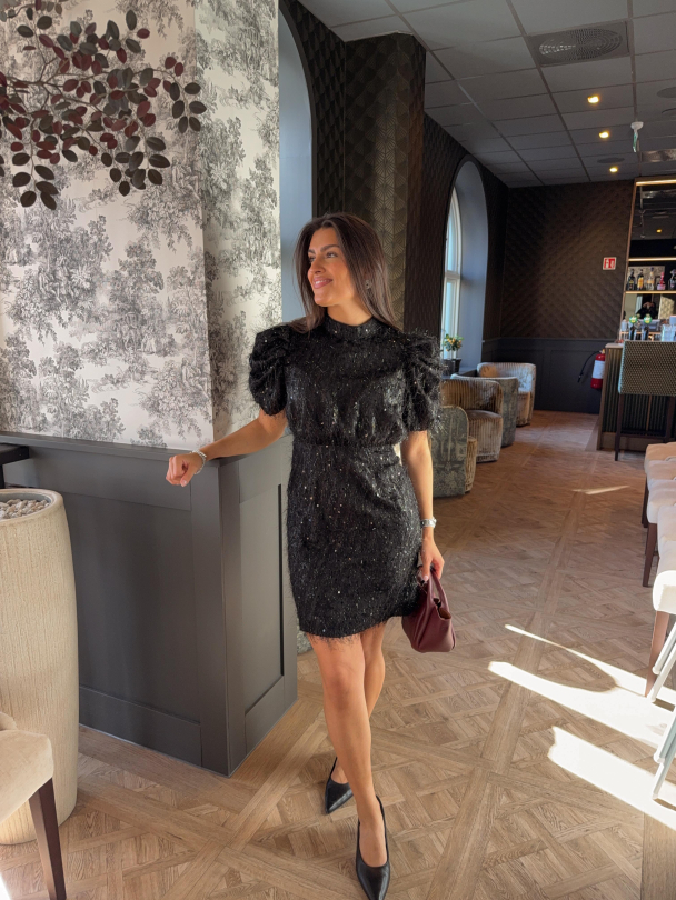  Ilza 2/4 Sequin Dress - Black - Image 8
