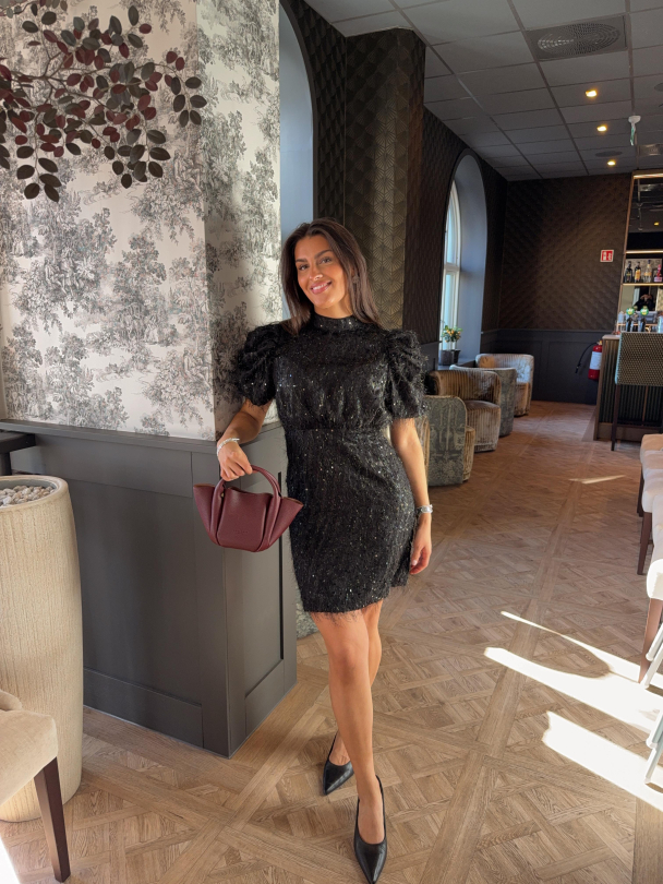  Ilza 2/4 Sequin Dress - Black - Image 5