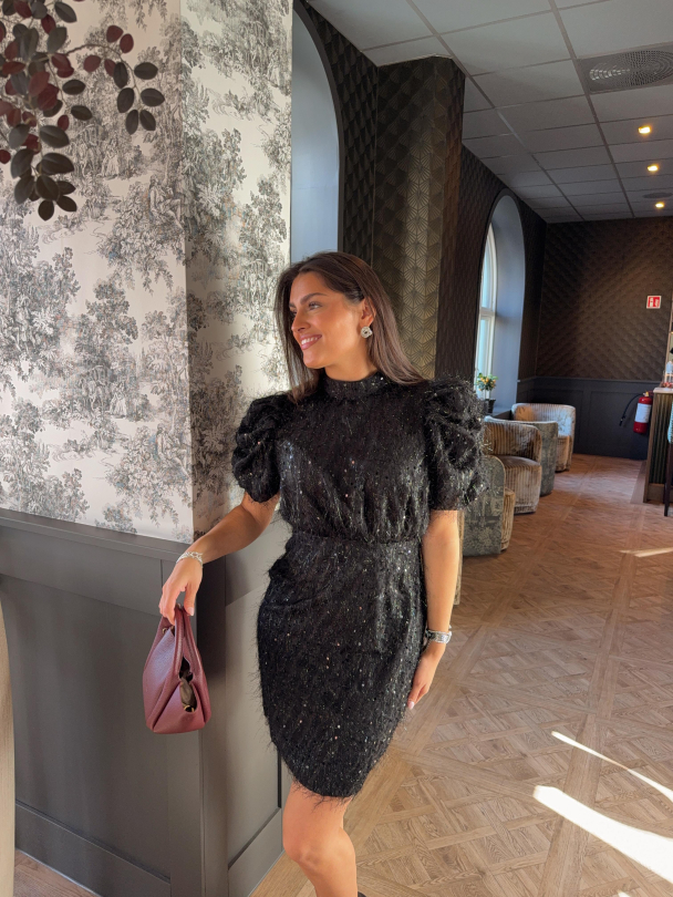  Ilza 2/4 Sequin Dress - Black - Image 6