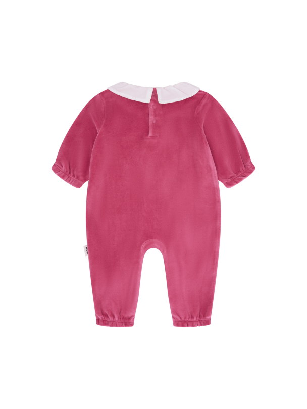 Velour Cherry Frill Neck Romper - Cherry - Image 2