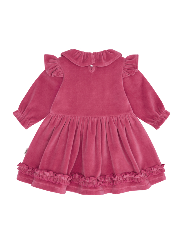 Velour Bow Frill Dress - Cherry - Image 3