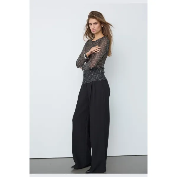 Naso Sequin Blouse – Sort transparent paljettbluse fra Co'Couture