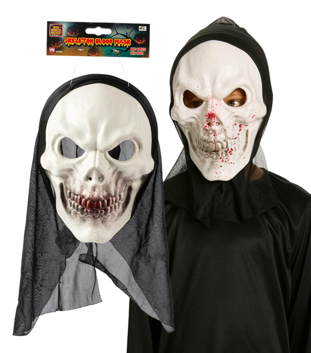 Skjelettmaske med blodsprut