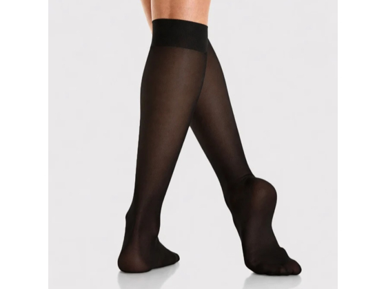 Sorte Knestr&oslash;mper i nylon 2 par