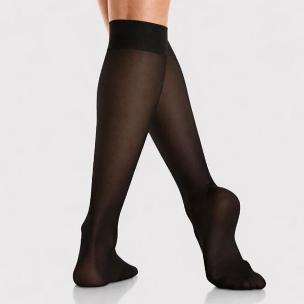 Sorte Knestr&oslash;mper i nylon 2 par