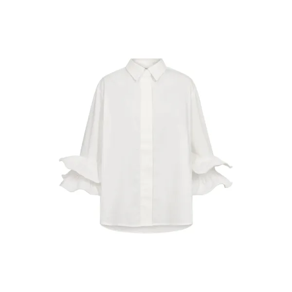 Halen Flare Shirt – Hvit skjortebluse med volanger fra Co'Couture