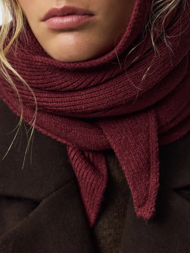 PCKOMMA RIB BIG TRIANGLE SCARF NOOS BC - Image 2
