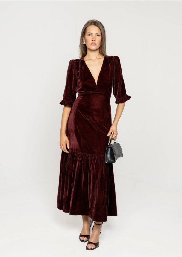 Ophelia Dress - Velvet Bordeaux