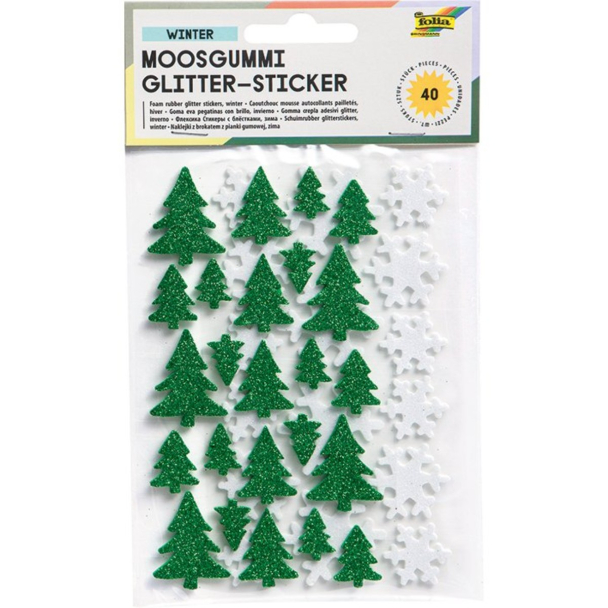 Folia Klistremerker Mosgummi Glitter – Vinter