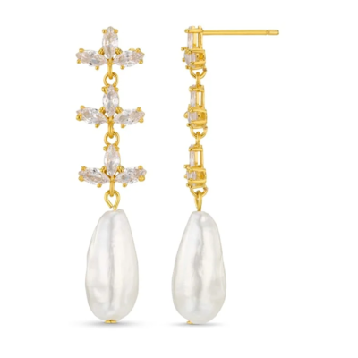 Statement Crystal Navette & Pearl Drop Earring