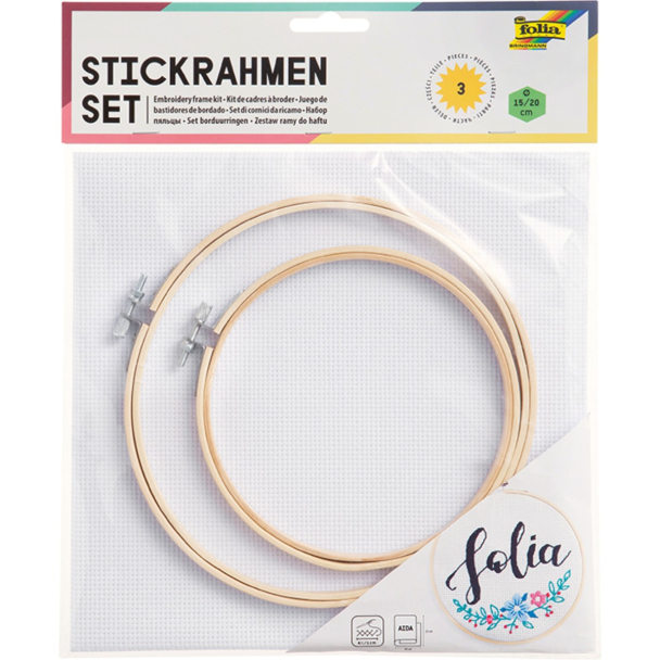 Folia Broderiramme sett – 2 rammer inkl. aida stoff