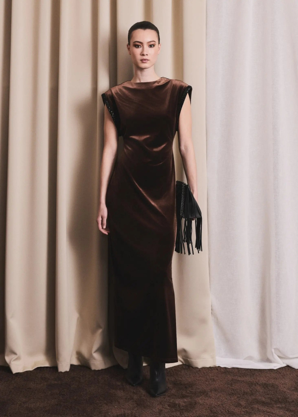 Sunset Velour Dress - Cocoa Brown - Image 1