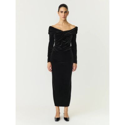 Tvima Off Shoulder Ankle Dress - Black