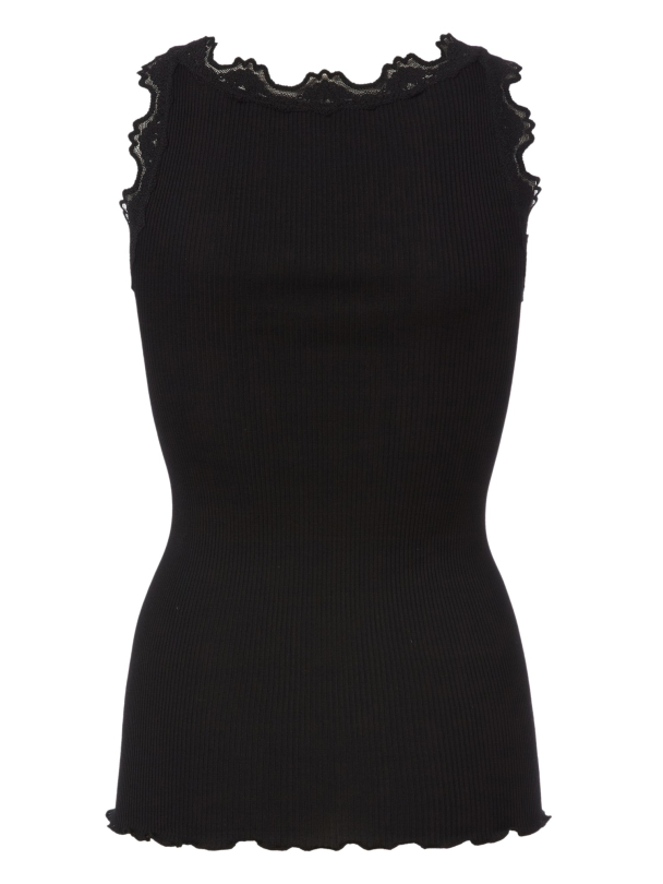 Babette Silk SL U-neck Lace Top - Black - Image 2