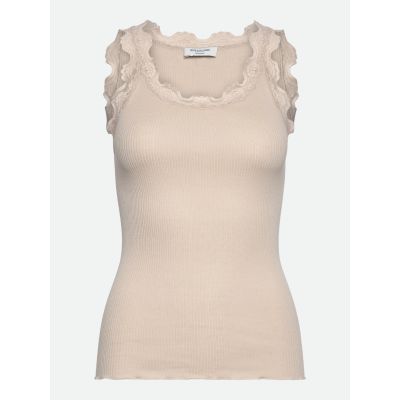 Babette Silk SL U-neck Lace Top - Rainy Day