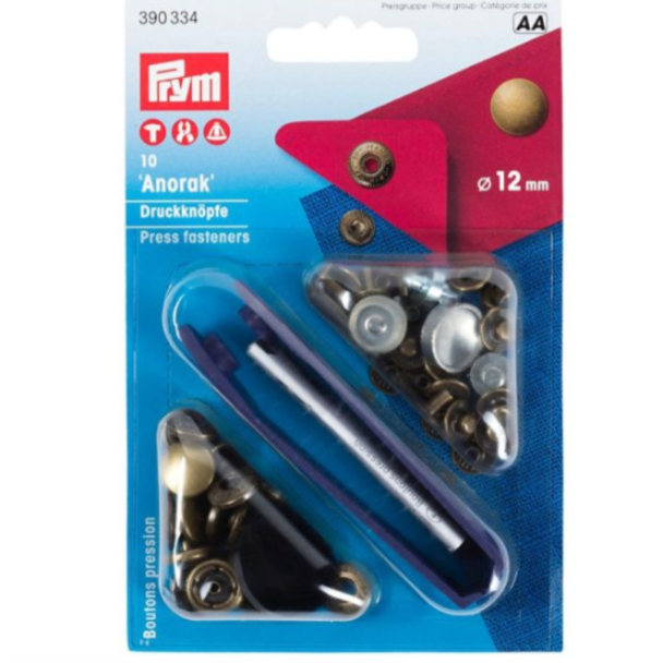 Prym Trykknapper Anorak 12mm – 10stk – Antikk messing