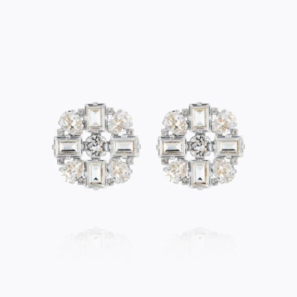 Diora Statment Earrings - Rhodium/Crystal