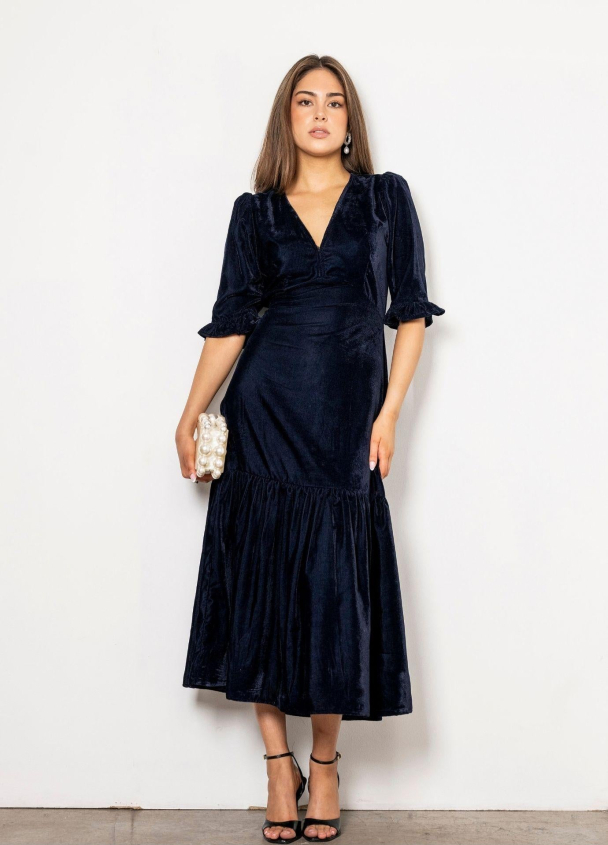 Ophelia Dress - Velvet Blue Sapphire - Image 2