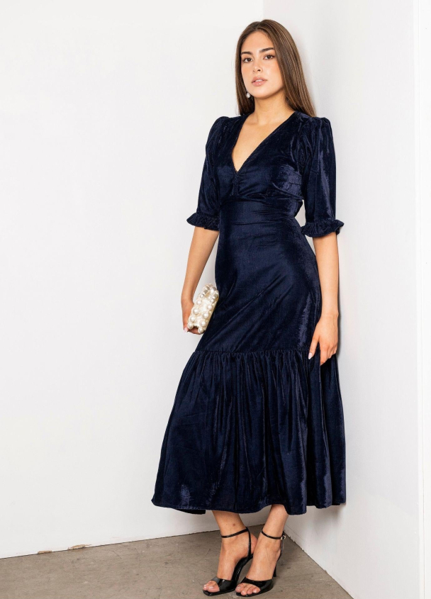 Ophelia Dress - Velvet Blue Sapphire - Image 3
