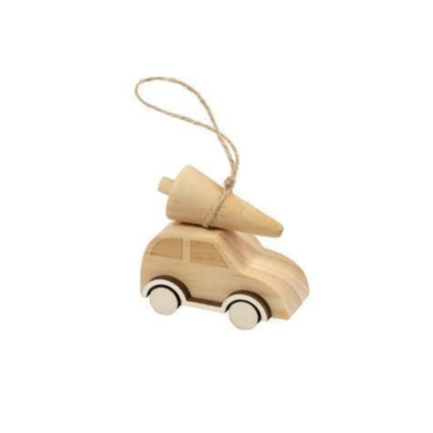 Bil med juletre - 1 stk., H: 5 cm, L: 6 cm, B: 3,5 cm