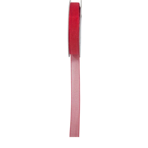 Organza bånd - 25 m - 10 mm, rød