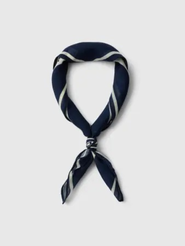 Ria Wool Scarf - Dark Sapphire Stripes - Image 1