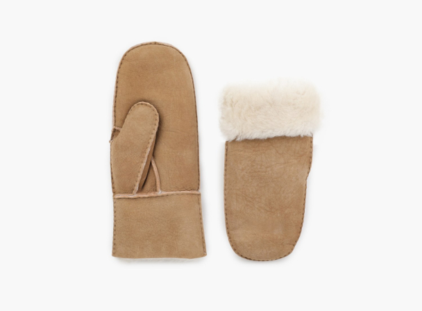 Ina Suede Shearling Votter - Cognac - Image 1