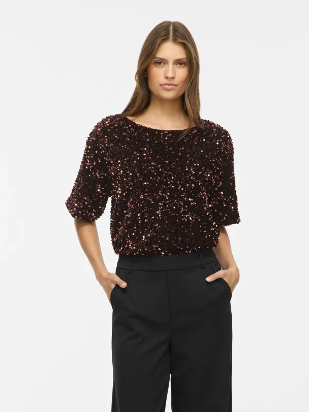 VIFAITH O-NECK S/S SEQUIN TOP/2 - Image 4