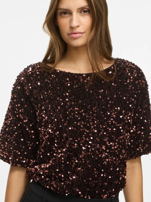 VIFAITH O-NECK S/S SEQUIN TOP/2 - Image 2