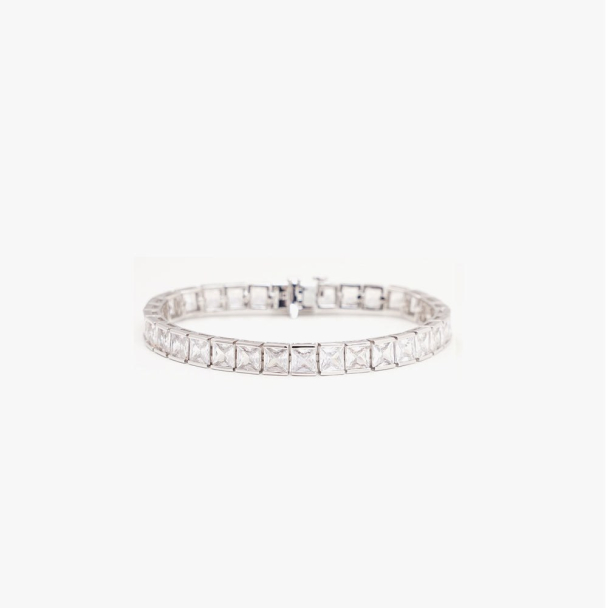 Thick Square Tennis Bracelet Silver
