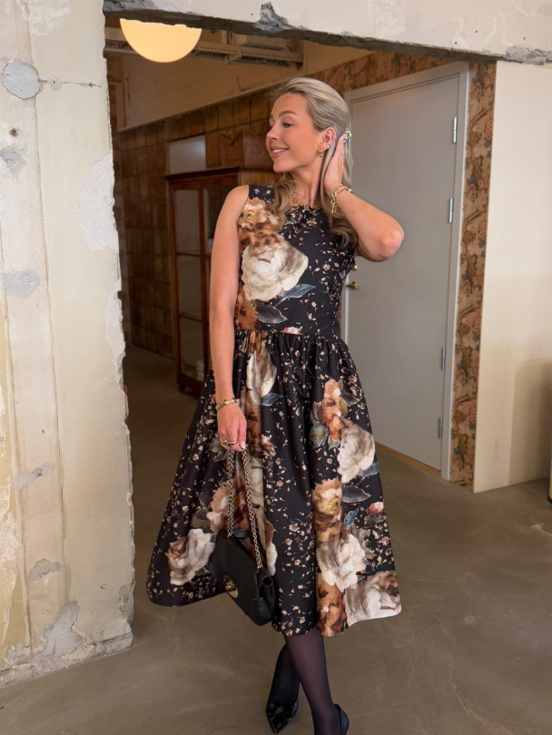 Taffeta Midi Dress - Dark Rose