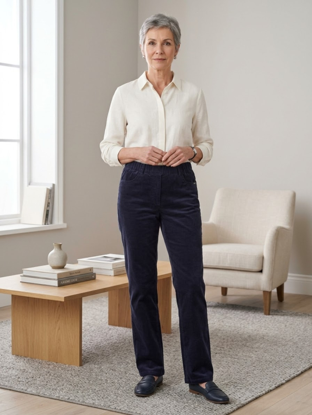 Sofie Bukse Cordfløyel Mørk Blå - Image 1
