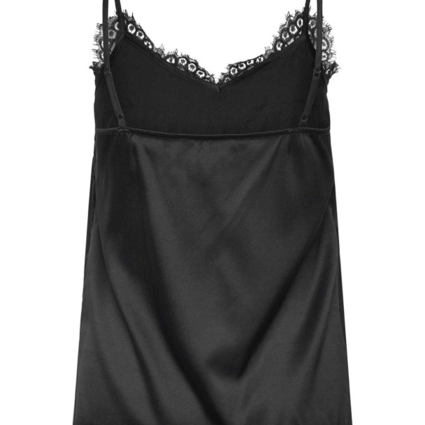 Jade Silk Strap Lace Top - Black - Image 2