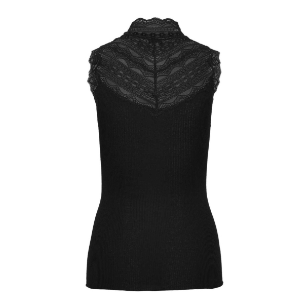 Benita Silk SL Turtleneck Lace Top - Black - Image 2
