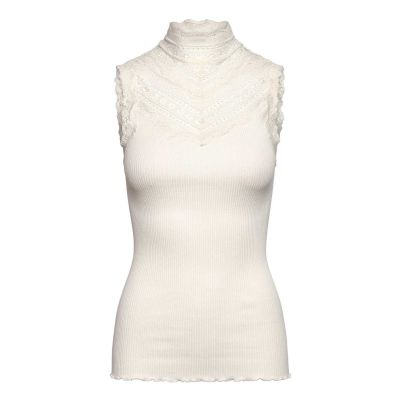 Benita Silk SL Turtleneck Lace Top - Ivory