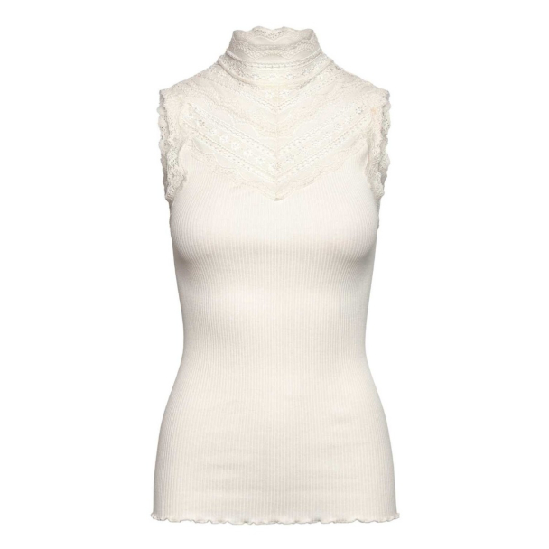 Benita Silk SL Turtleneck Lace Top - Ivory - Image 1
