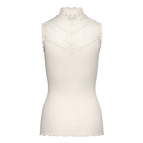 Benita Silk SL Turtleneck Lace Top - Ivory - Image 2