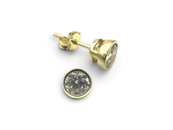 &Oslash;repynt m. cubic zirkonia, forgylt 6mm