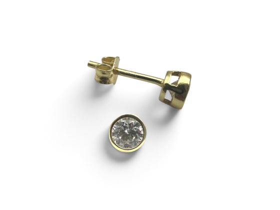 &Oslash;repynt m. cubic zirkonia, forgylt 5mm