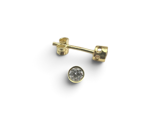 &Oslash;repynt m. cubic zirkonia, forgylt 4mm