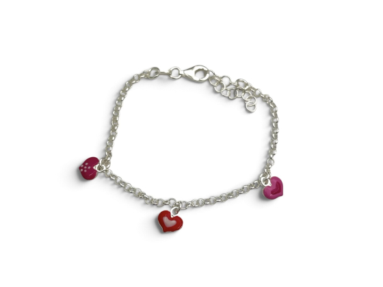 Armb&aring;nd - S&oslash;lv rosa hengende hjerter