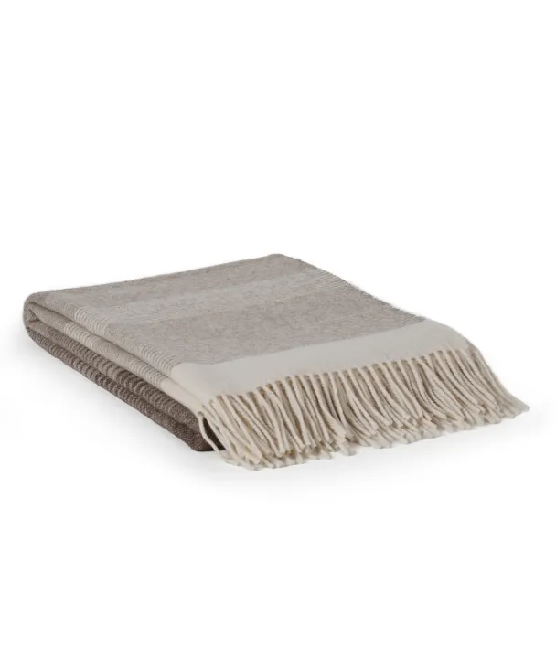 Mykt Pledd i Mongolsk Ull - Beige & Hvit - Image 1
