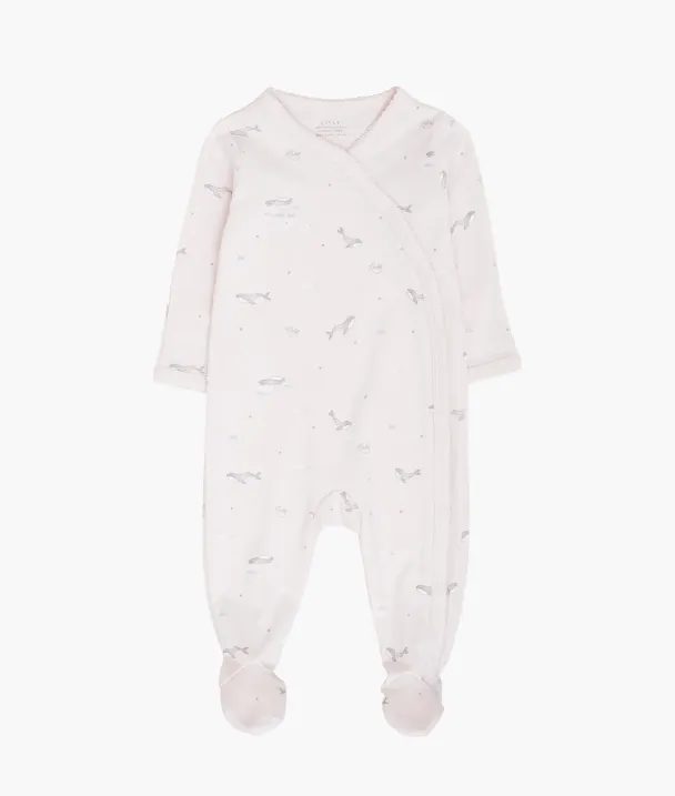 Whales Crossed Footie - Pink - Image 1