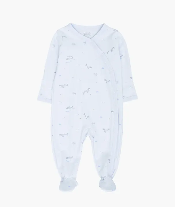 Whales Crossed Footie - Blue - Image 1