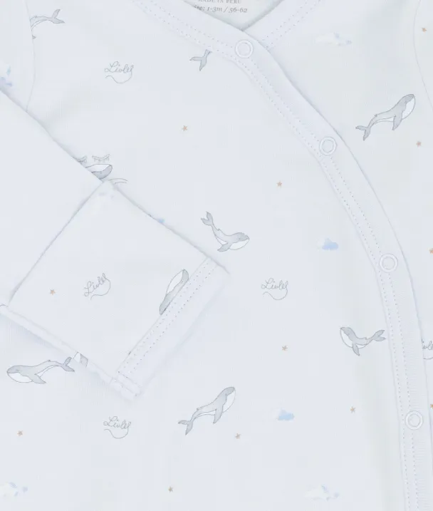 Whales Crossed Footie - Blue - Image 2