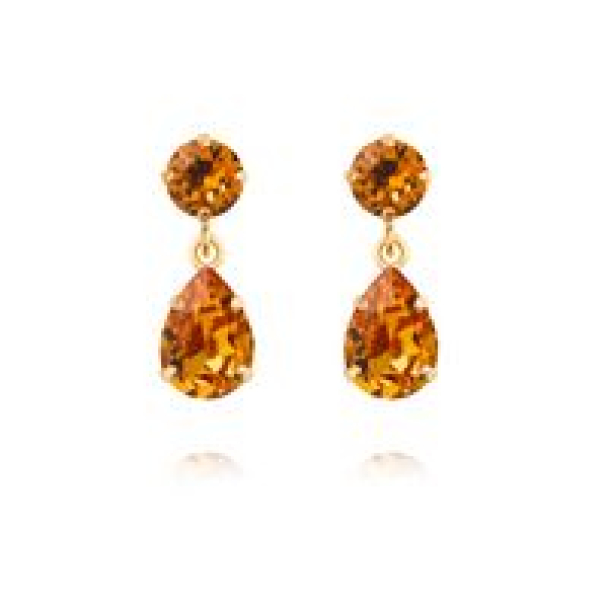 Mini Drop Earrings - Gold/Dark Orange