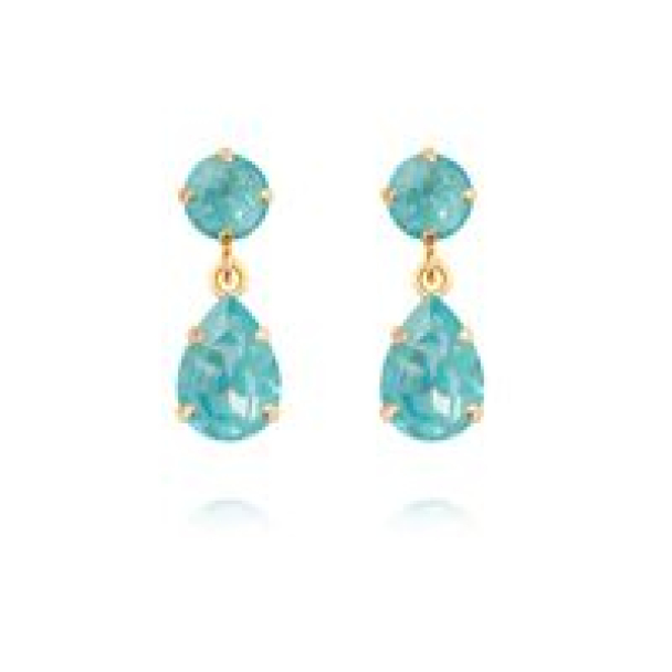 Mini Drop Earrings - Gold/Paradise Blue