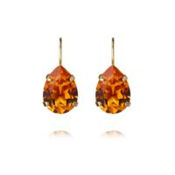 Mini Drop Clasp Earrings - Gold/Dark Orange